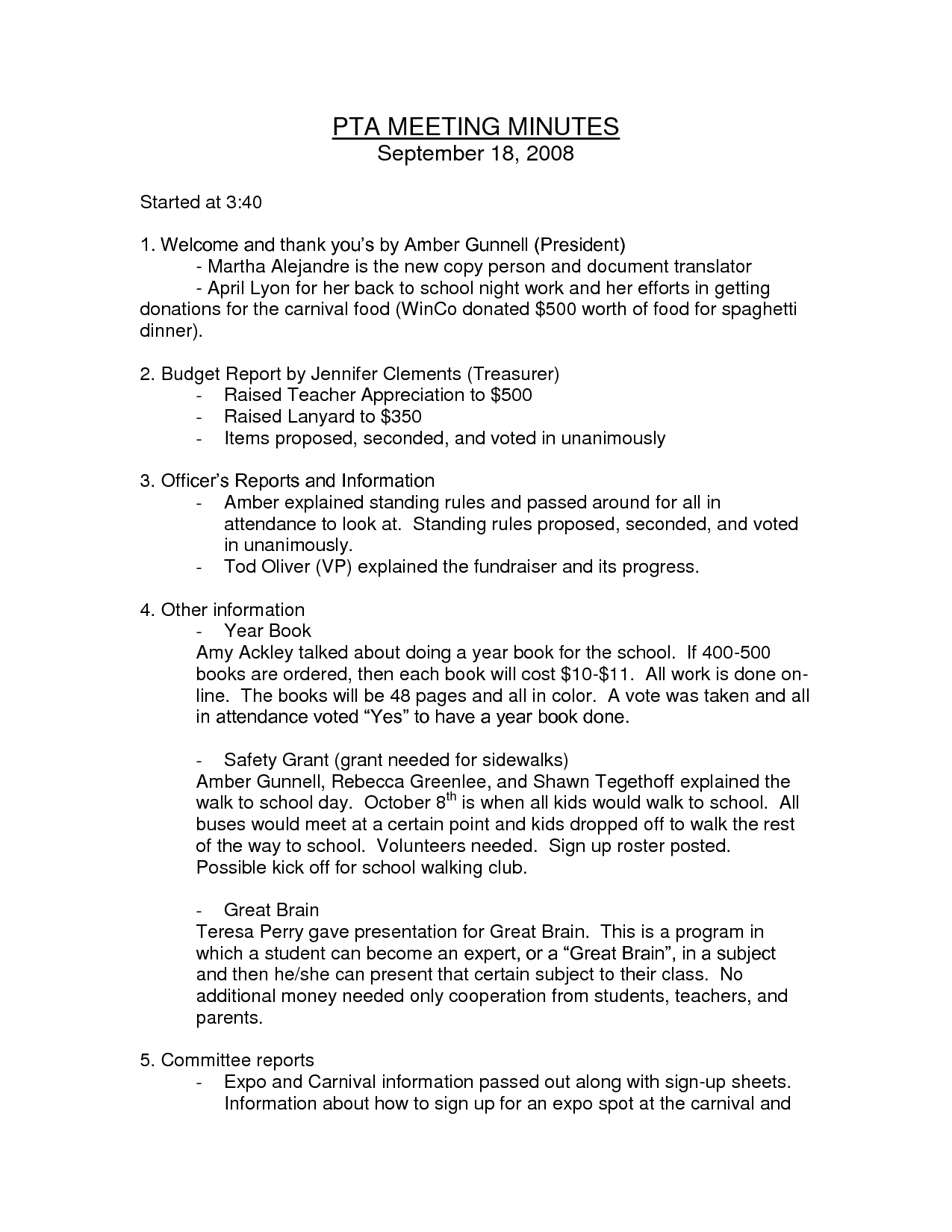 Pta Minutes Template Debandje inside measurements 1275 X 1650