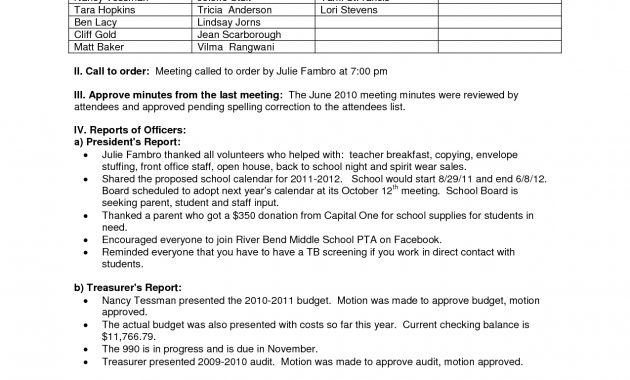 Pta Secretary Minutes Template Google Search Pta School in sizing 1275 X 1650