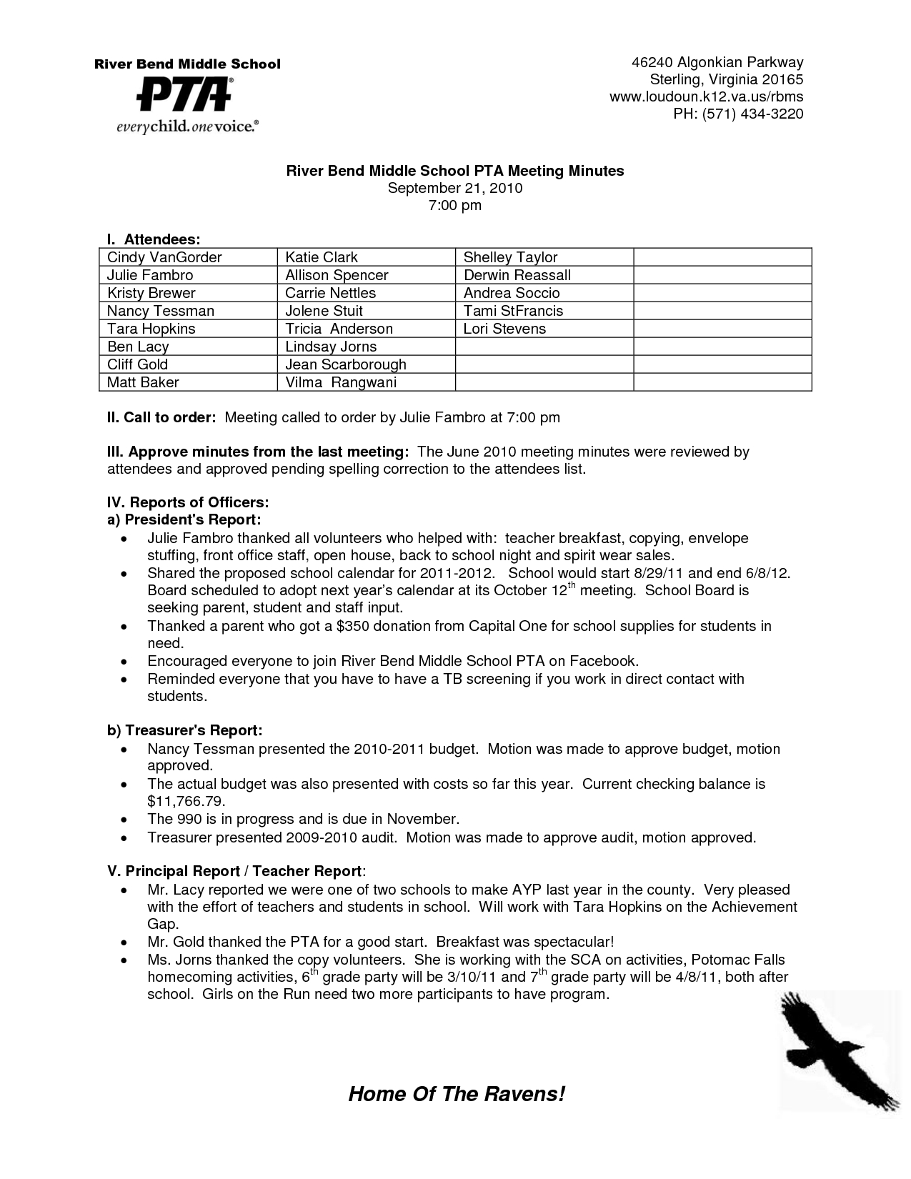 Pto Minutes Template