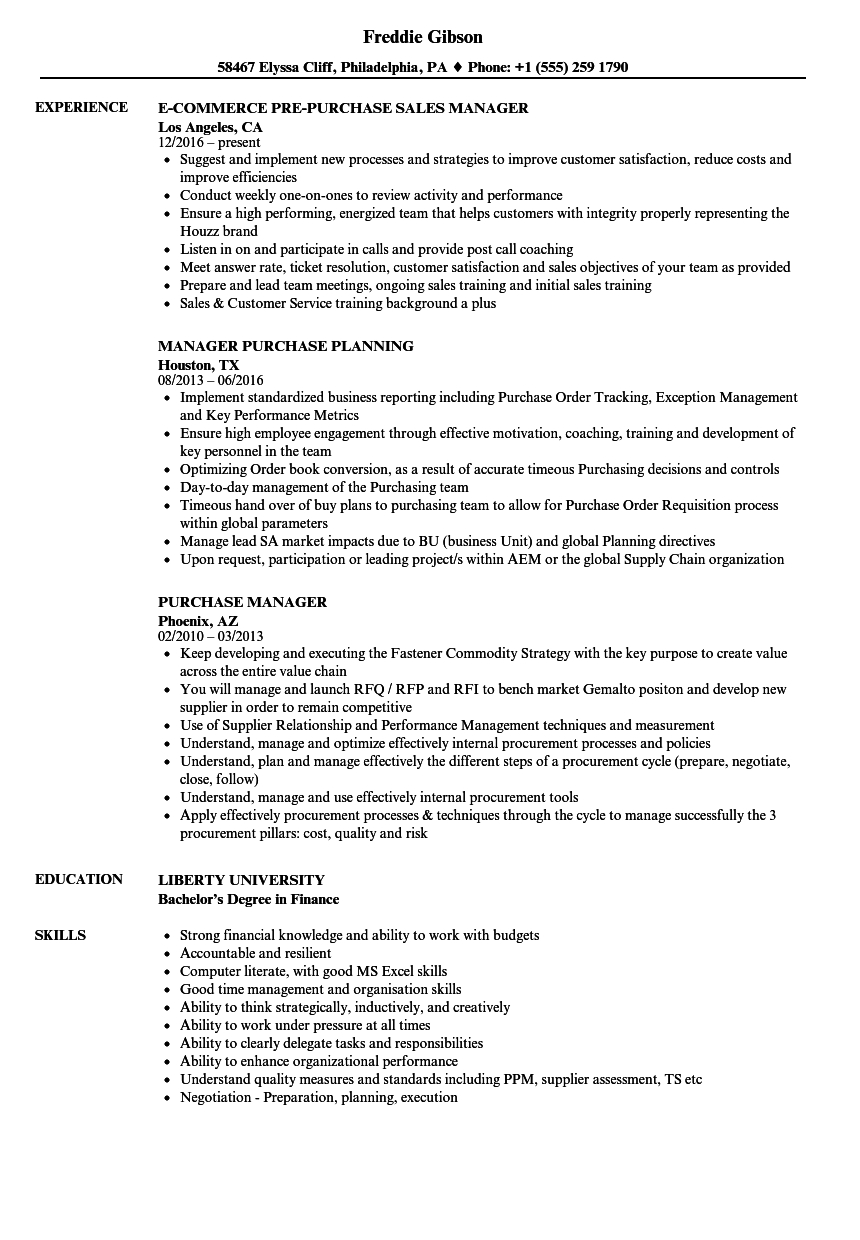 Purchase Manager Resume Samples Velvet Jobs intended for sizing 860 X 1240