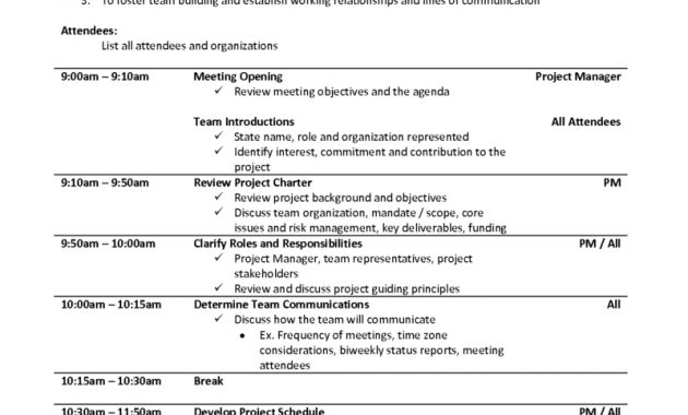 Qualified Agenda Template Sample For Project Kick Off in sizing 800 X 1035