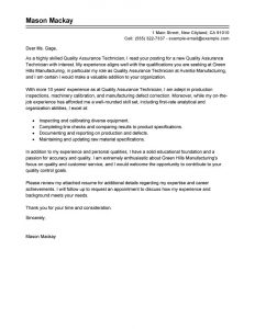 Quality Assurance Technician Cover Letter Tips To Write in measurements 800 X 1035