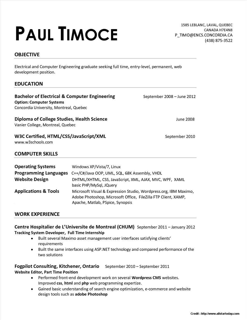 Quebec In 2020 Mechanical Engineer Resume Engineering within measurements 1023 X 1325