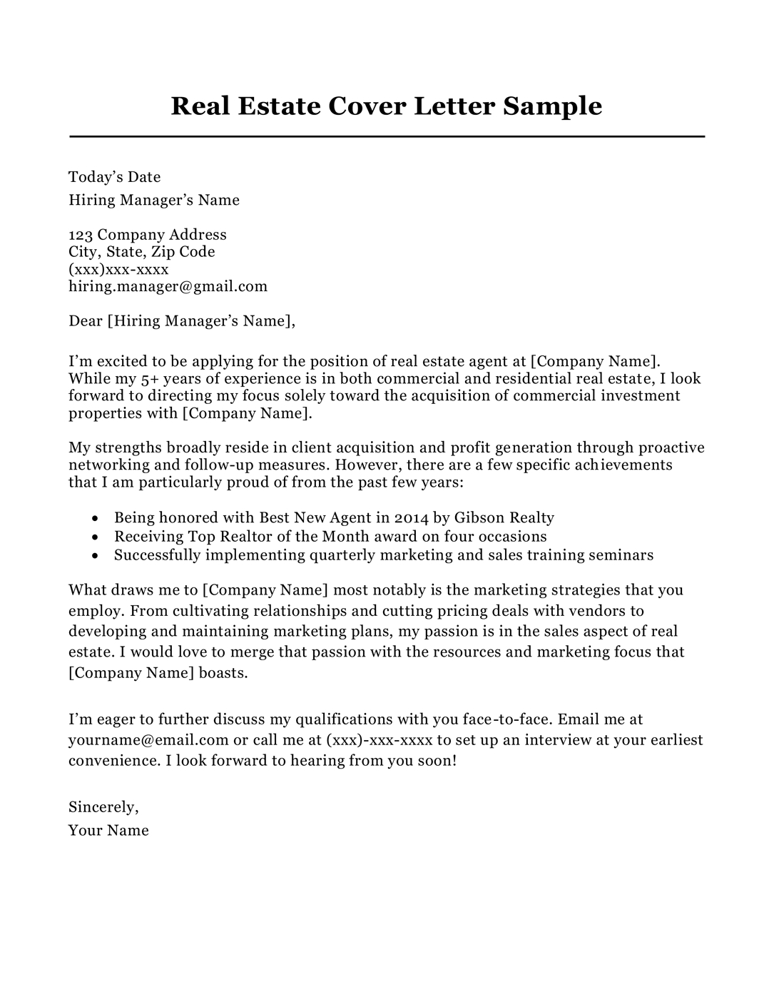 Real Estate Cover Letter Sample Writing Tips Resume with regard to size 1085 X 1404