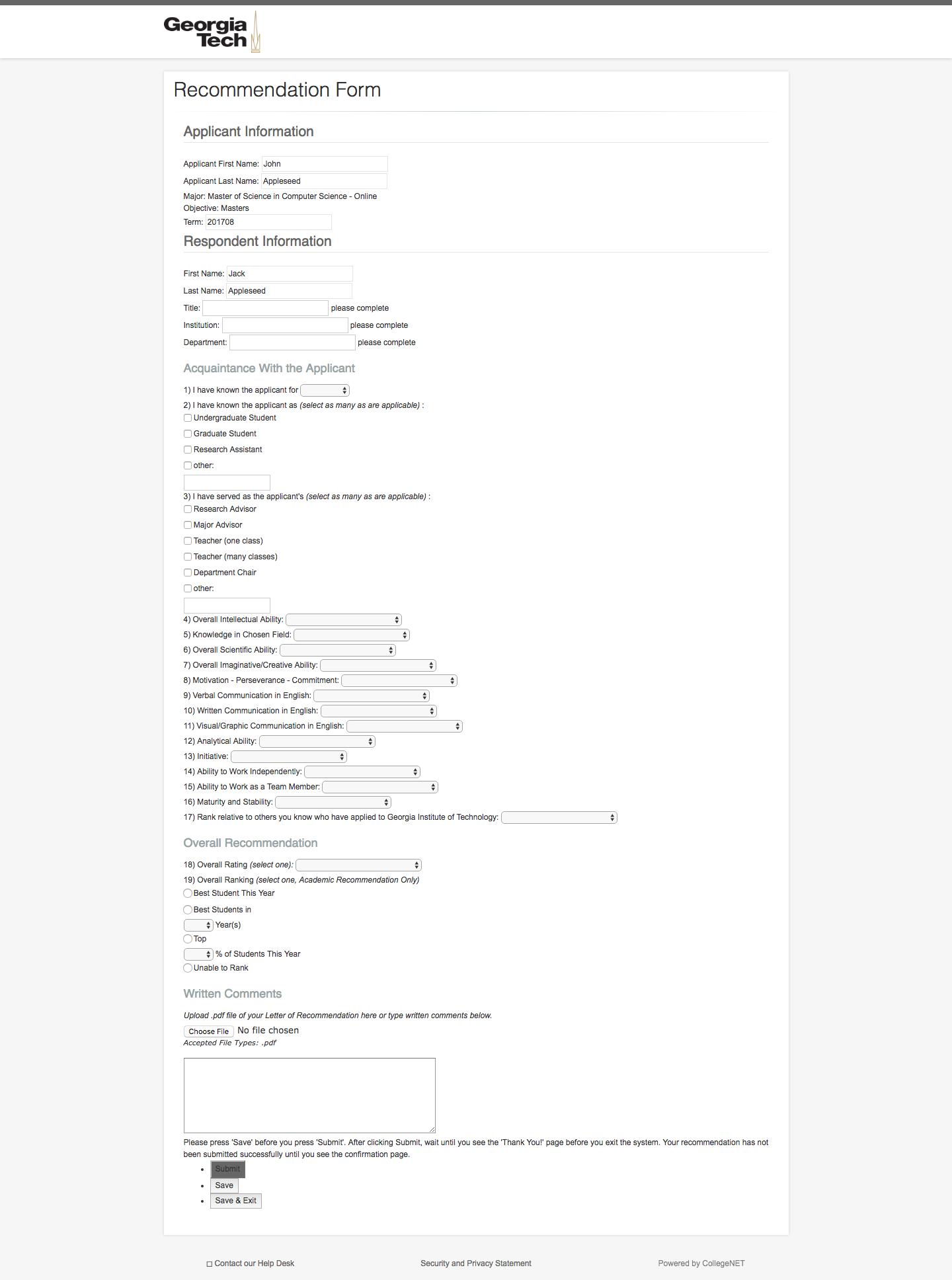 Recommendation Form Omscs for sizing 1440 X 1936