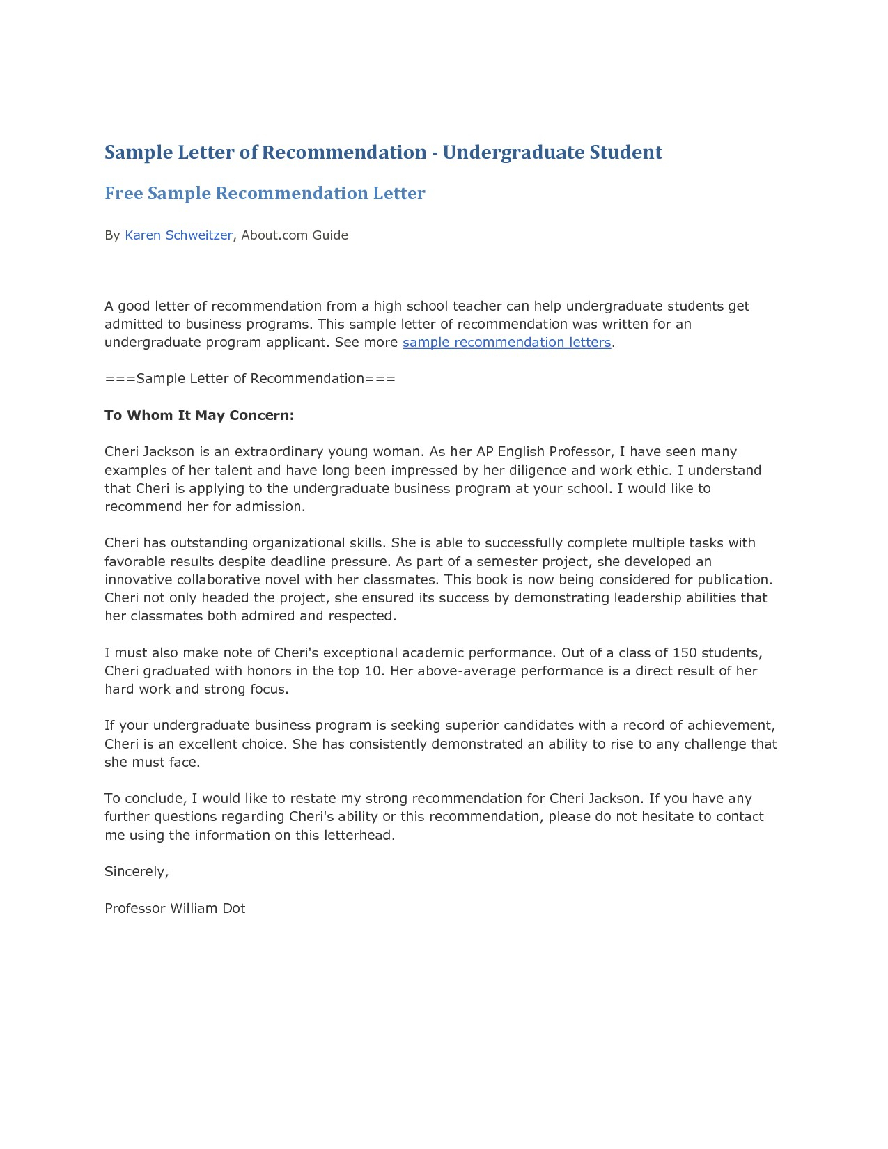 Recommendation Letter College Admission Debandje with proportions 1275 X 1650