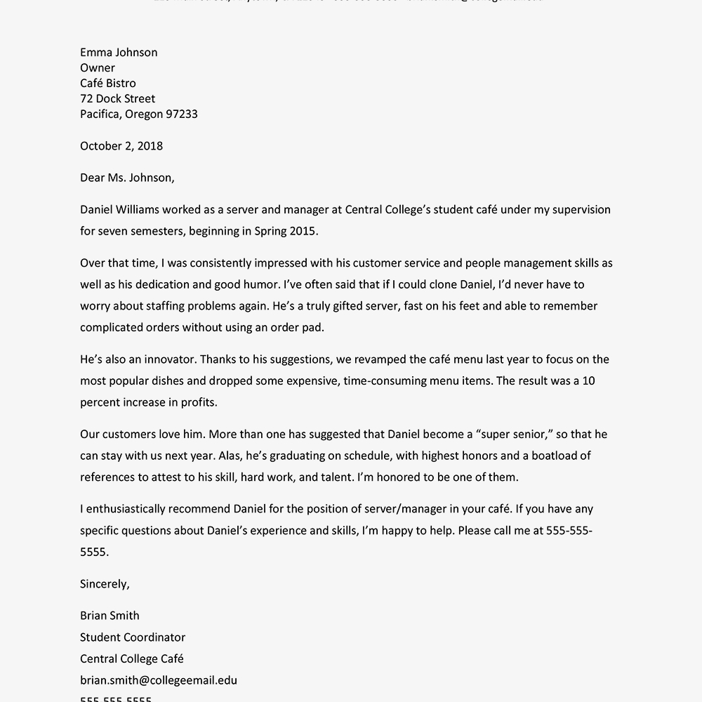 Recommendation Letter Examples For Students Menom with sizing 1000 X 1000
