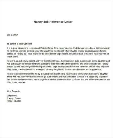 Recommendation Letter For A Nanny Debandje in size 390 X 475