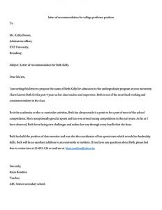 Recommendation Letter For A Teacher 32 Sample Letters for measurements 800 X 1035