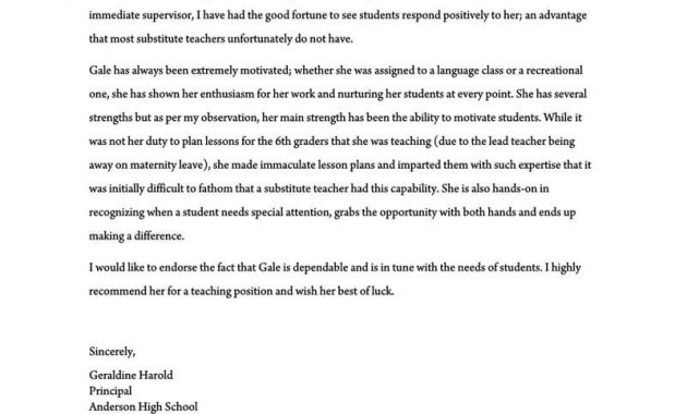 Recommendation Letter For A Teacher 32 Sample Letters for size 800 X 1035