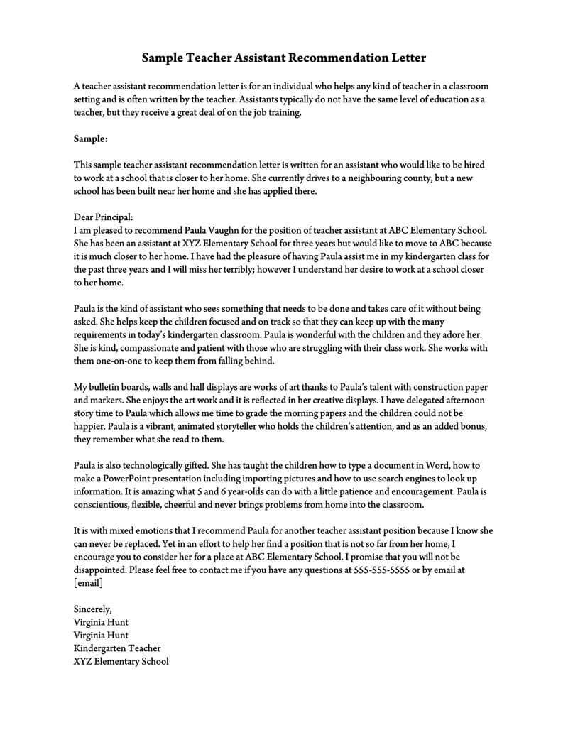 Recommendation Letter For A Teacher 32 Sample Letters intended for dimensions 800 X 1035