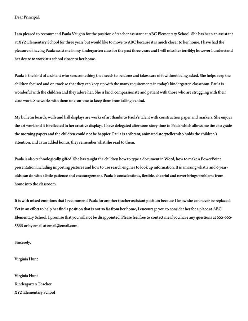 Recommendation Letter For A Teacher 32 Sample Letters with regard to sizing 800 X 1035