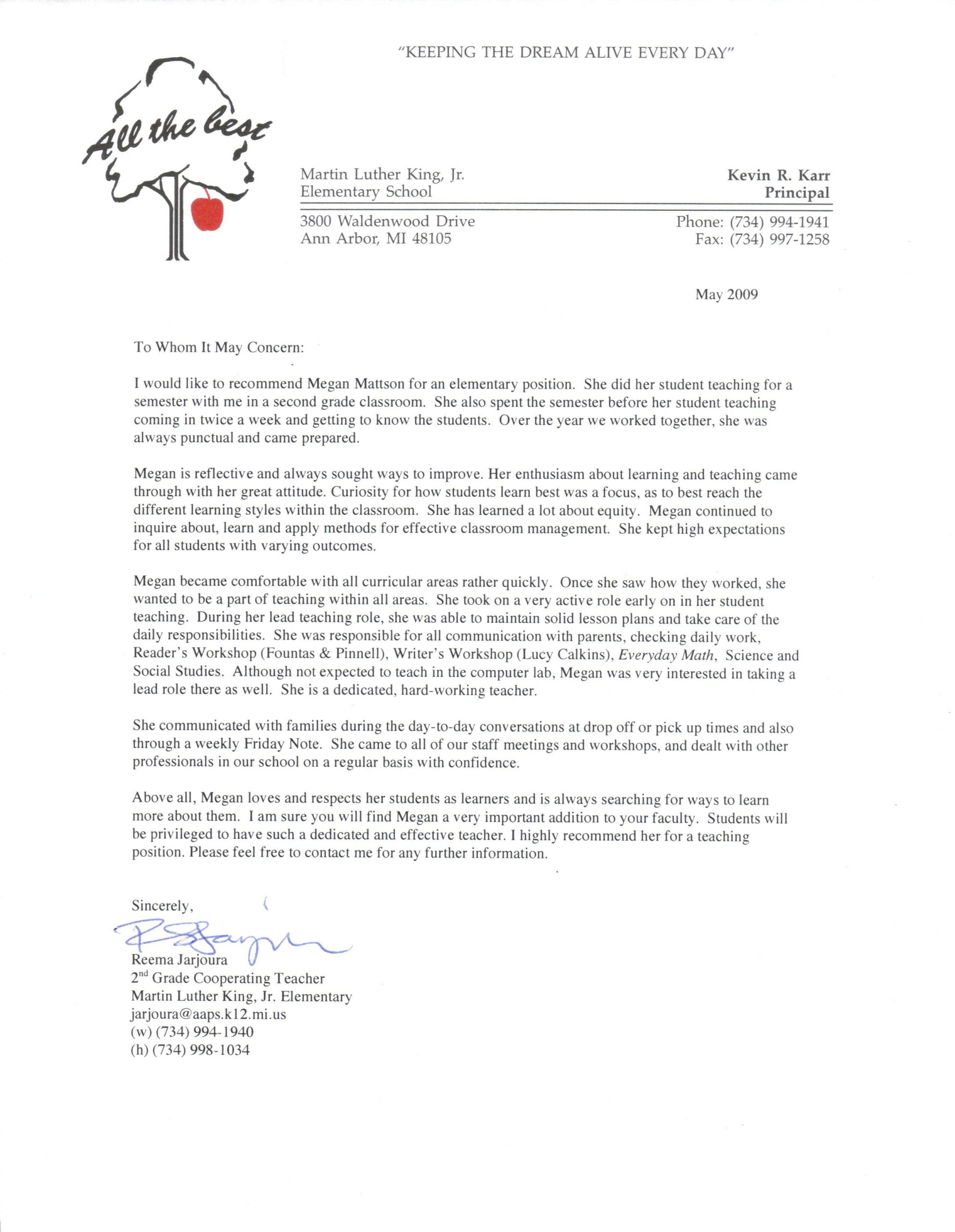 Recommendation Letter For An Elementary Student Enom for dimensions 2550 X 3290