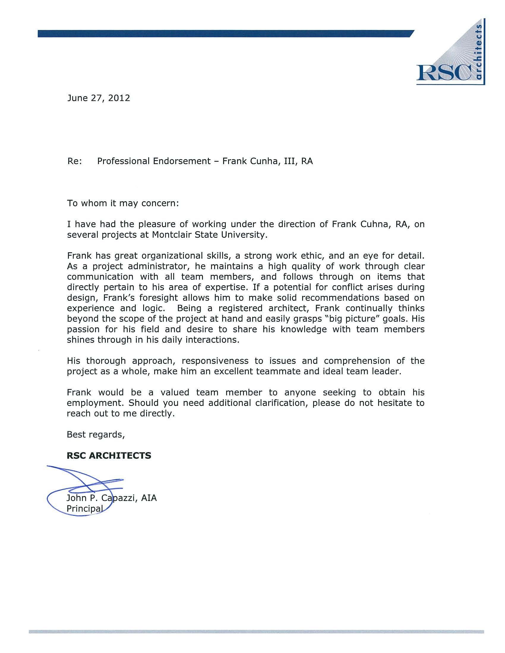 Recommendation Letter For Architect Employee Invazi for size 1700 X 2200