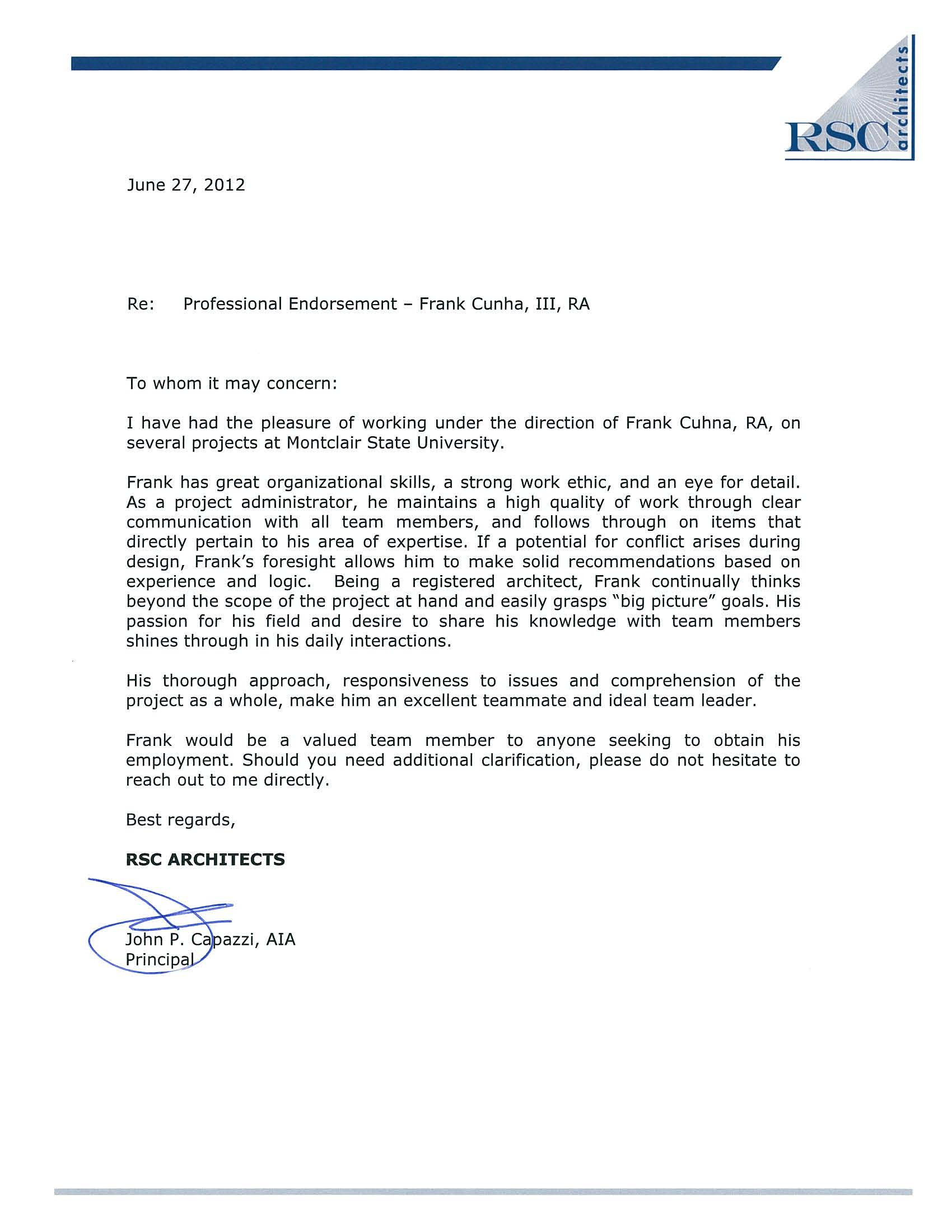 Recommendation Letter For Architect Employee Invazi throughout dimensions 1700 X 2200