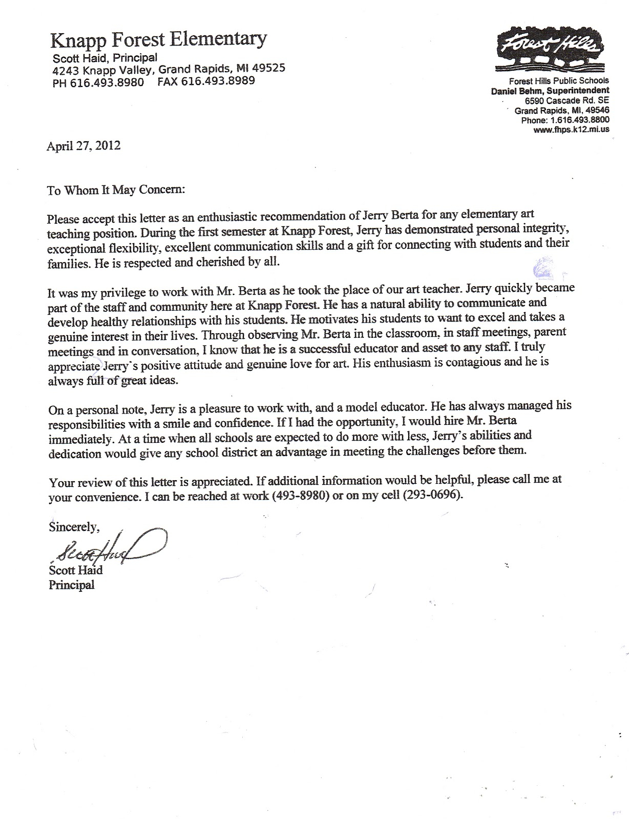 Recommendation Letter For Art Student Menom for sizing 1228 X 1600