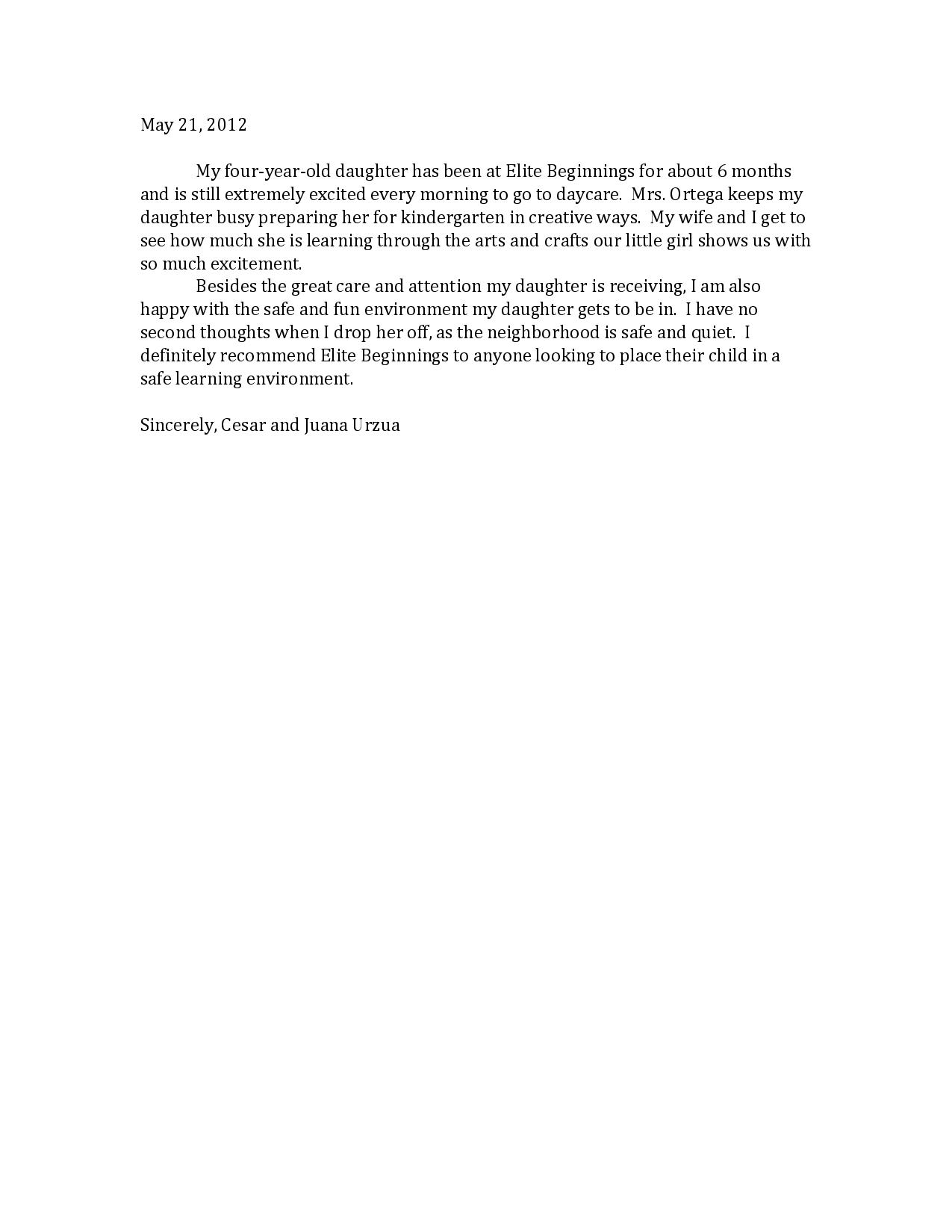Recommendation Letter For Child Care Enom inside dimensions 1275 X 1650