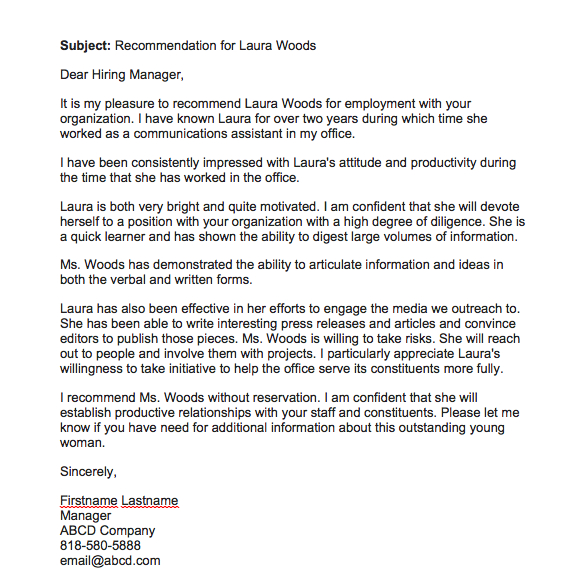 Recommendation Letter For Employee From Manager Enom intended for dimensions 572 X 569