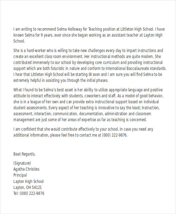 Recommendation Letter For Faculty Position Example Debandje inside size 600 X 730