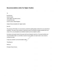 Recommendation Letter For Higher Studies Reference Letter in measurements 1700 X 2200