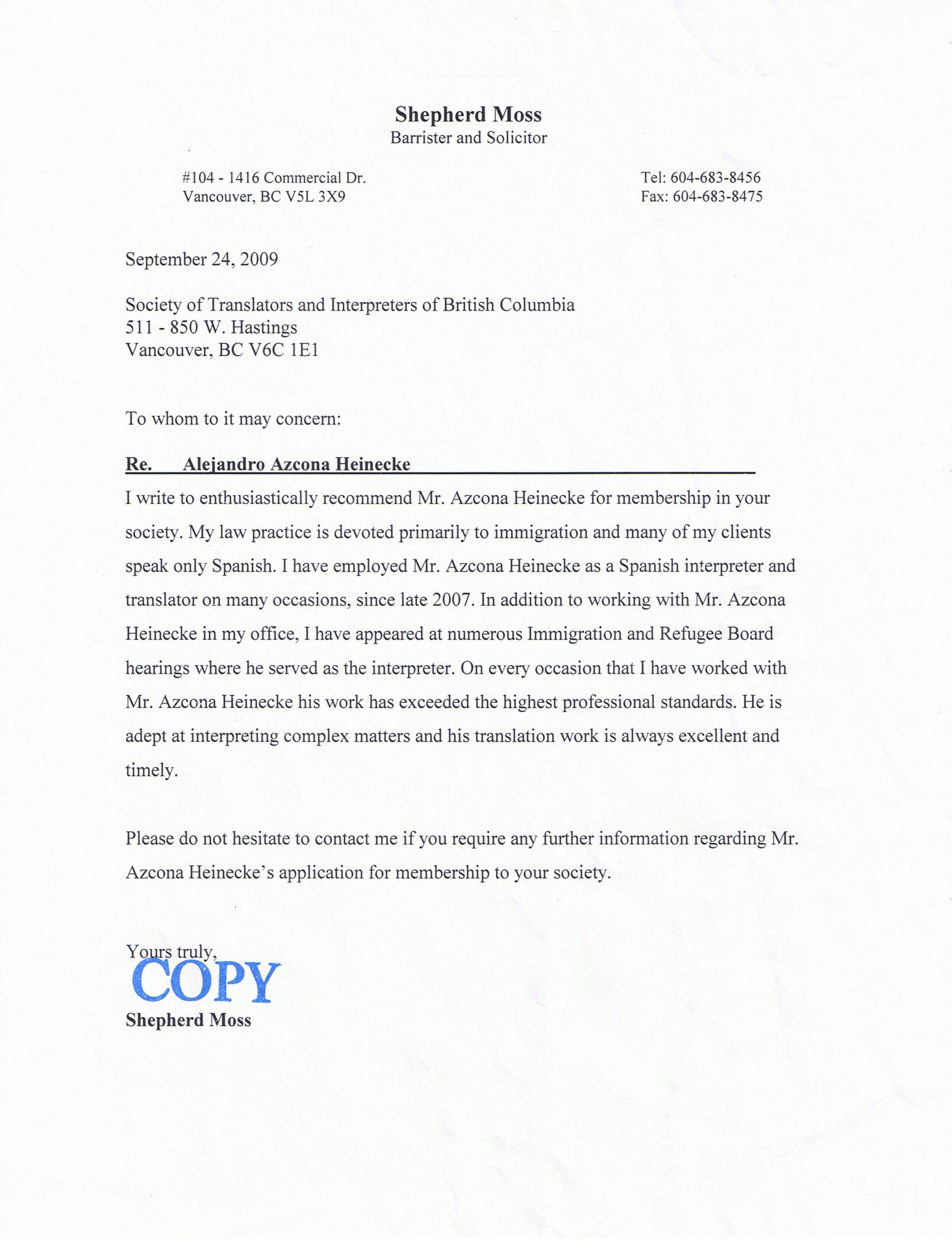 Recommendation Letter For Interpreter Debandje within dimensions 2480 X 3229