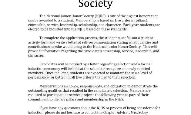 Recommendation Letter For National Honor Society Free Cover throughout proportions 1275 X 1650