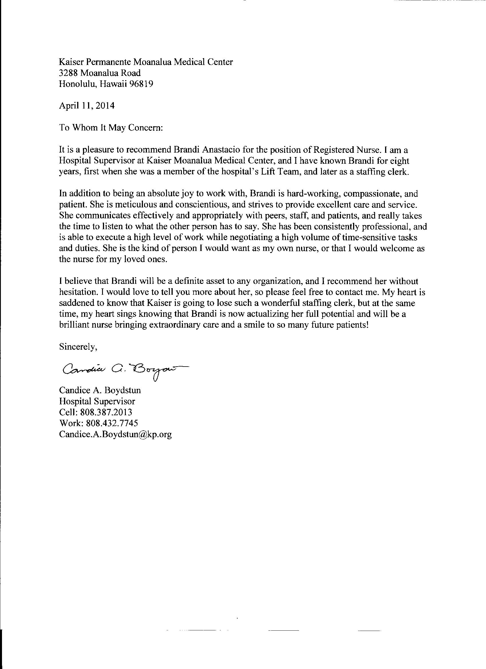 Recommendation Letter For Nurse Manager Invitation Template Ideas