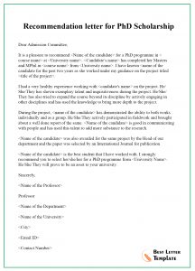 Recommendation Letter For Phd Scholarship Best Letter Template with size 1300 X 1806