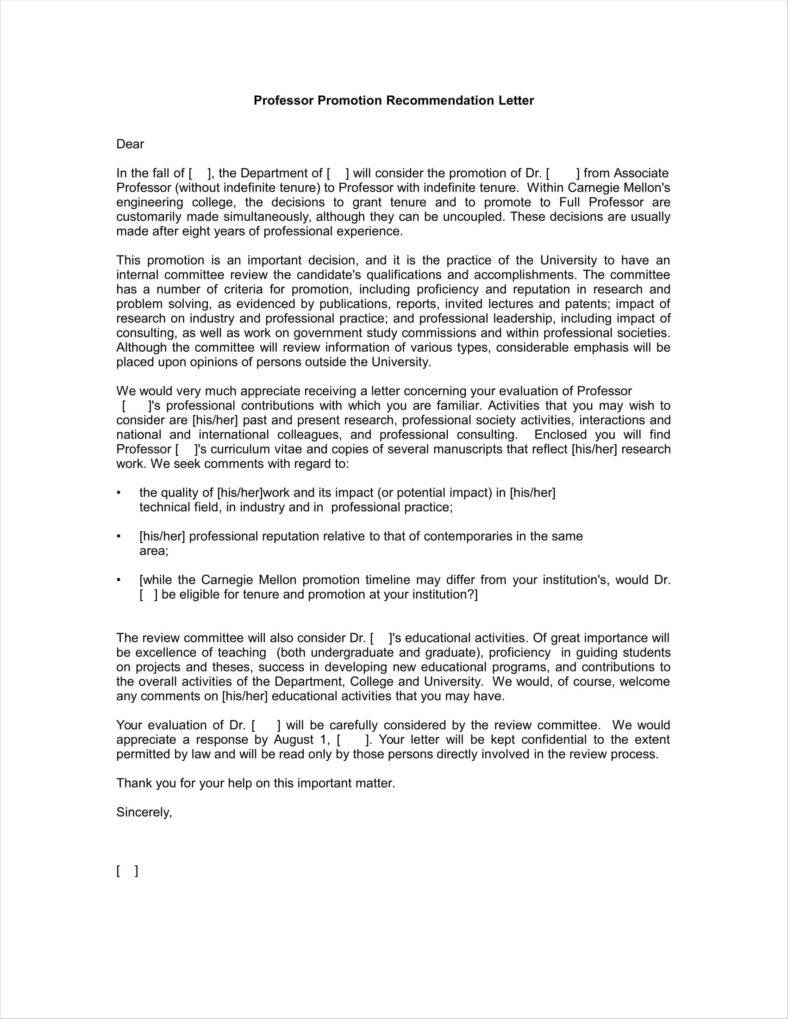 Recommendation Letter For Professor Promotion From Student regarding measurements 788 X 1019