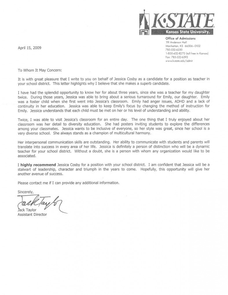 Recommendation Letter For Teacher From Parent Enom within sizing 788 X 1020