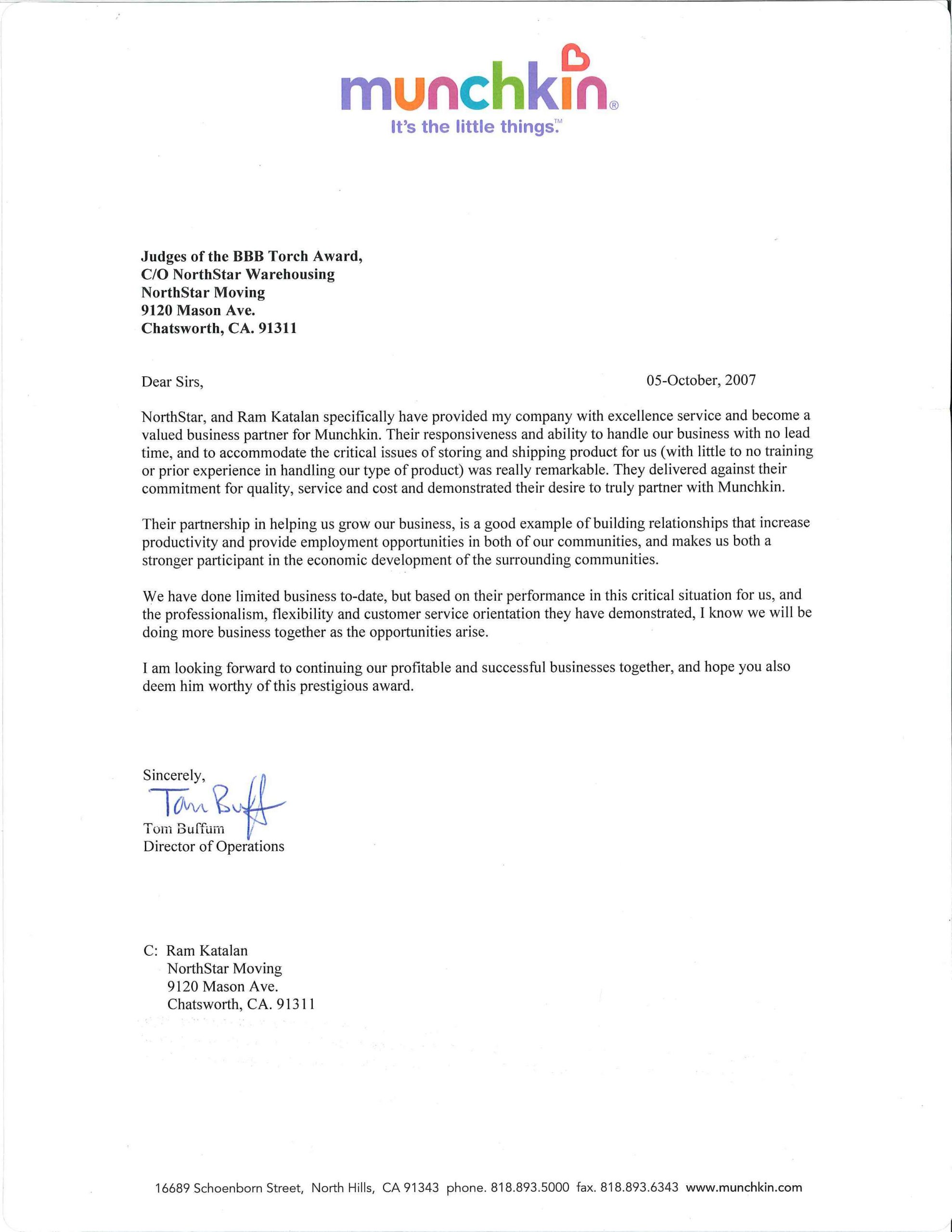 Recommendation Letter From Munchkin within sizing 2550 X 3300