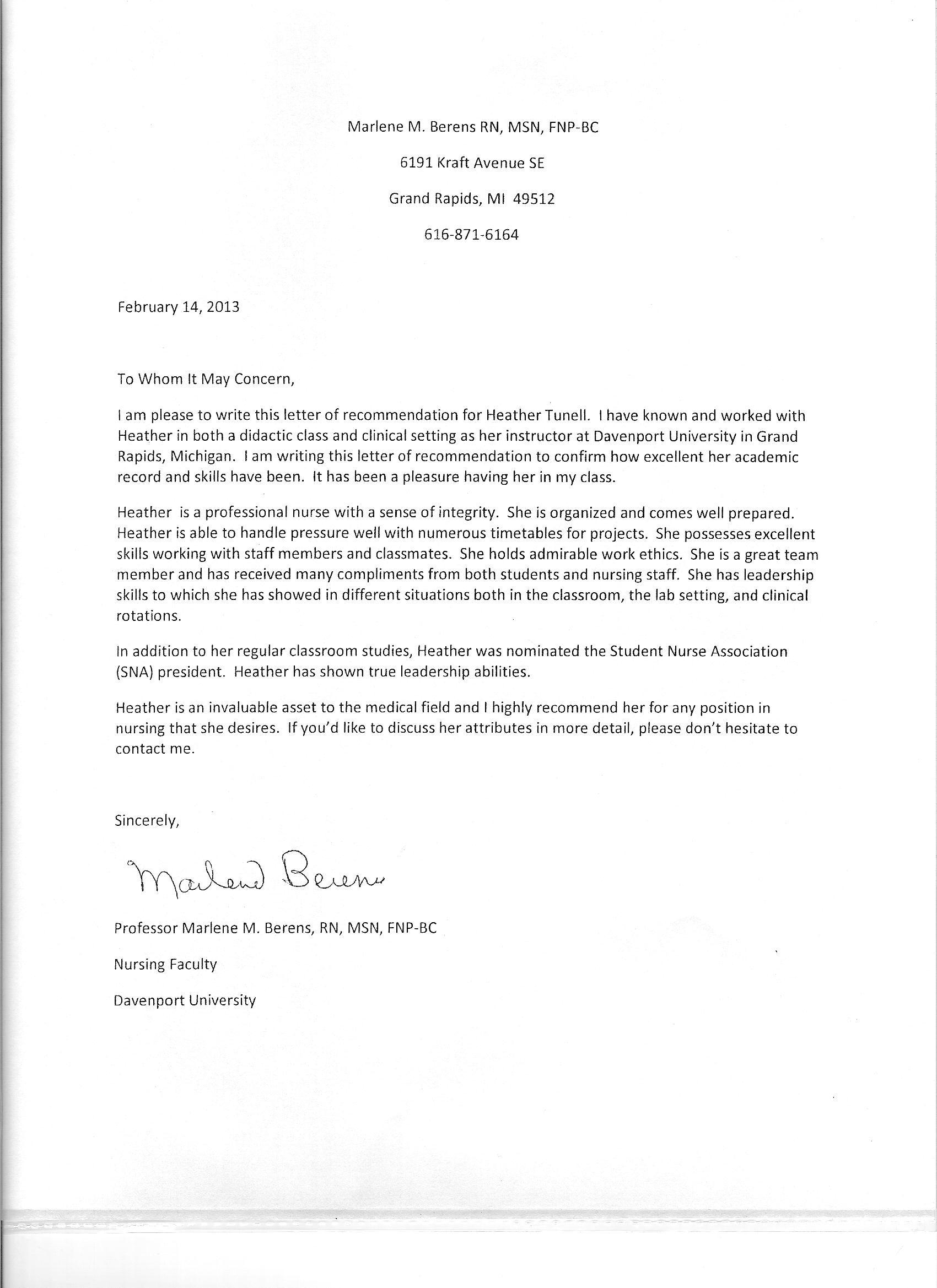 Reference Letter For Nursing Student From Clinical Instructor Invitation Template Ideas