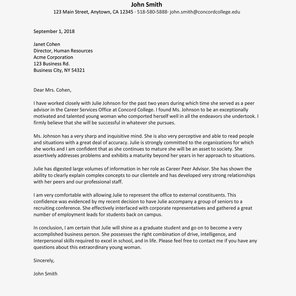 Recommendation Letter Sample For A Business School Student pertaining to proportions 1000 X 1000