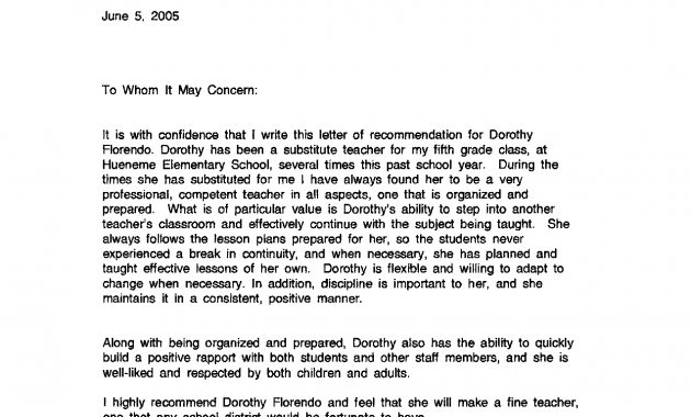 Recommendation Letter Sample For Teacher From Student Http intended for measurements 1275 X 1501