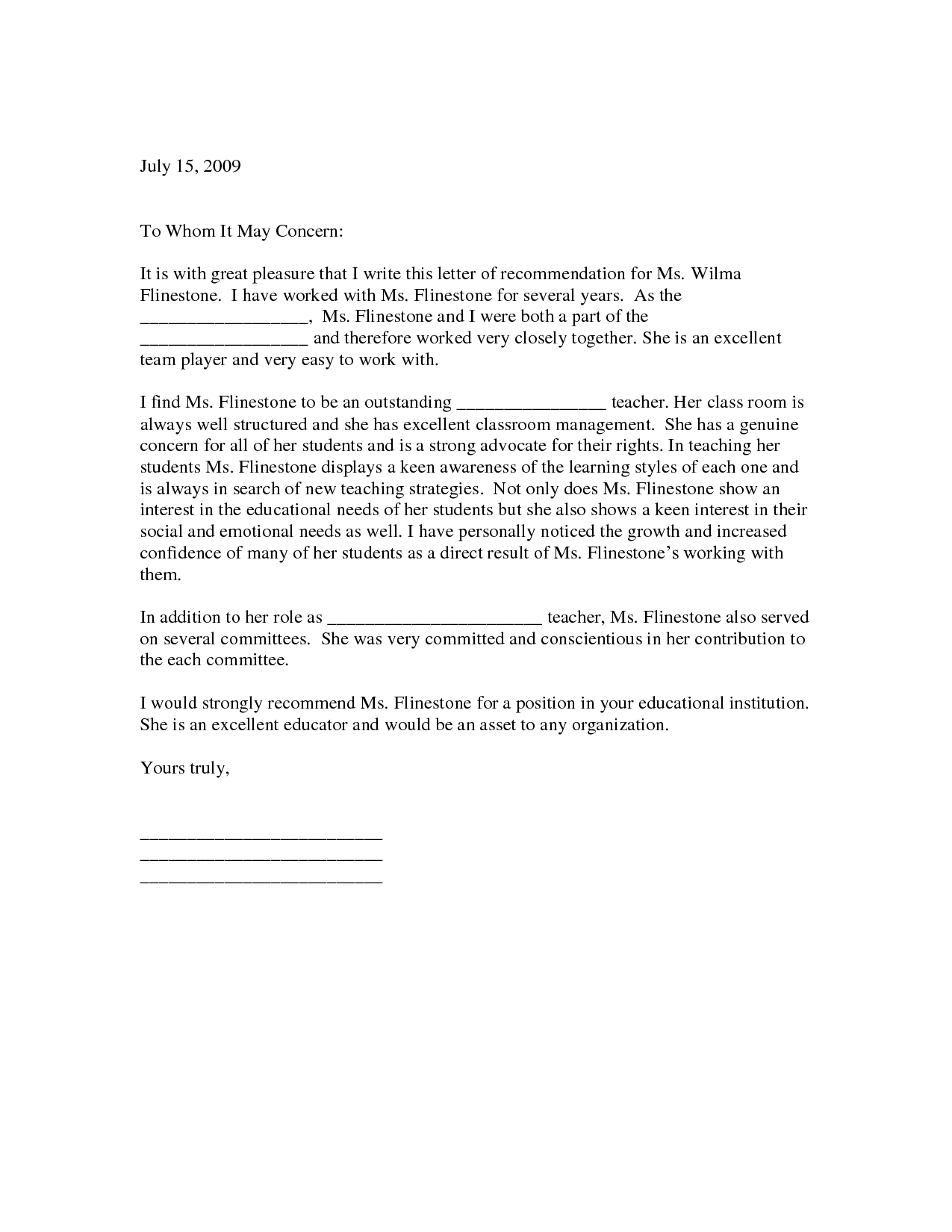 Recommendation Letter Teacher To Student Debandje throughout size 1275 X 1650