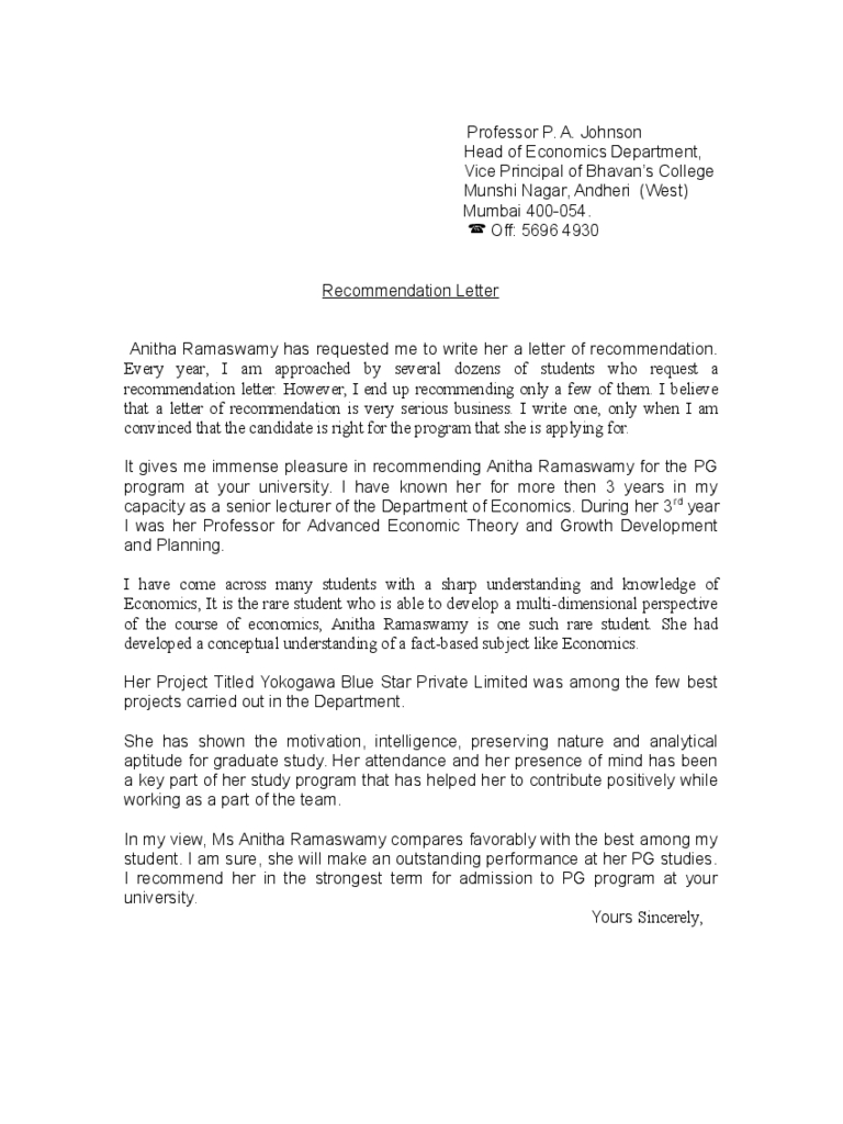 Recommendation Letter Templates 8 Free Templates In Pdf for size 768 X 1024