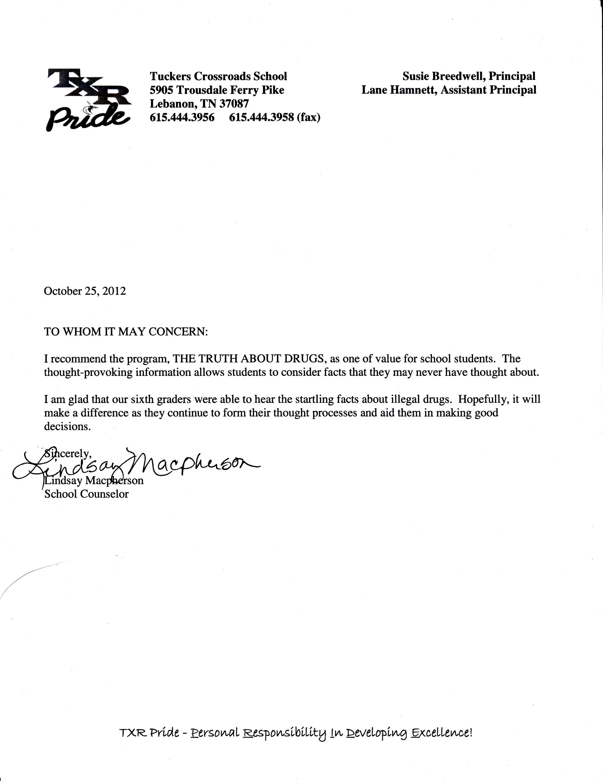 Recommendation Letter Wilson County Drug Free Tennessee inside measurements 2552 X 3304