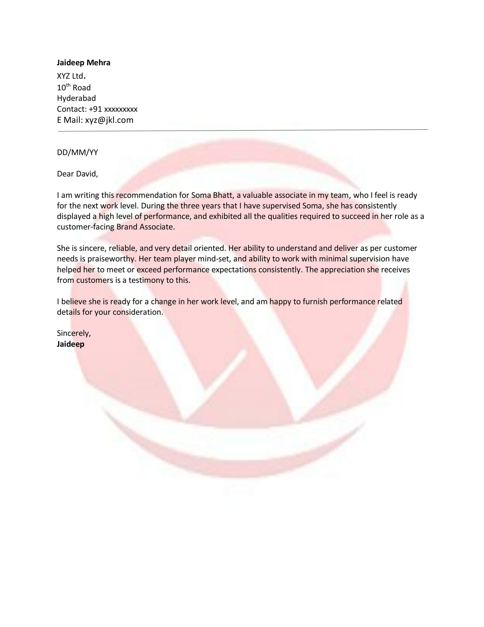 Recommendation Sample Letter Format Download Letter Format intended for sizing 1700 X 2200