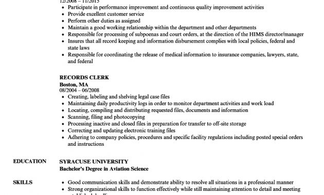 Records Clerk Resume Samples Velvet Jobs intended for proportions 860 X 1240