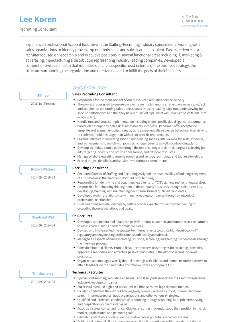 Recruiting Consultant Resume Samples And Templates Visualcv with regard to sizing 800 X 1128