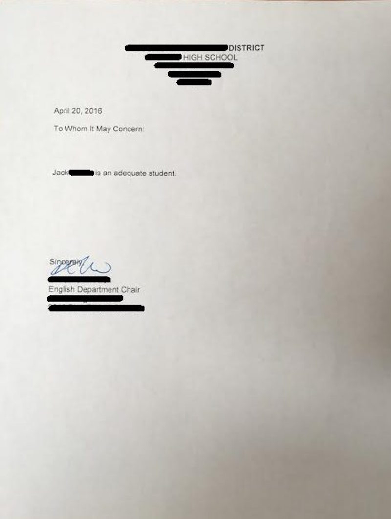 Redditor Asks Troll Teacher For A Letter Of Recommendation regarding proportions 800 X 1062