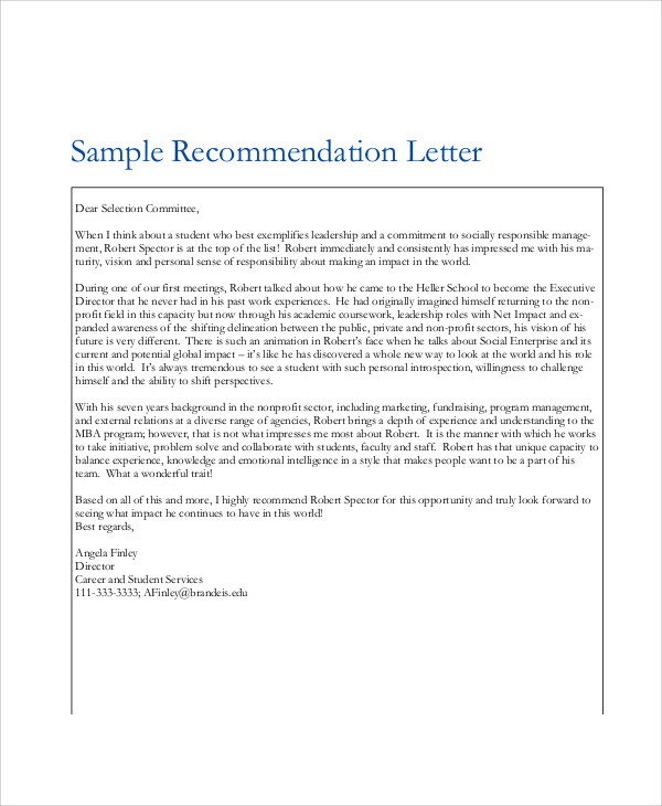 Recommendation Letter Sample Work Experience • Invitation Template Ideas