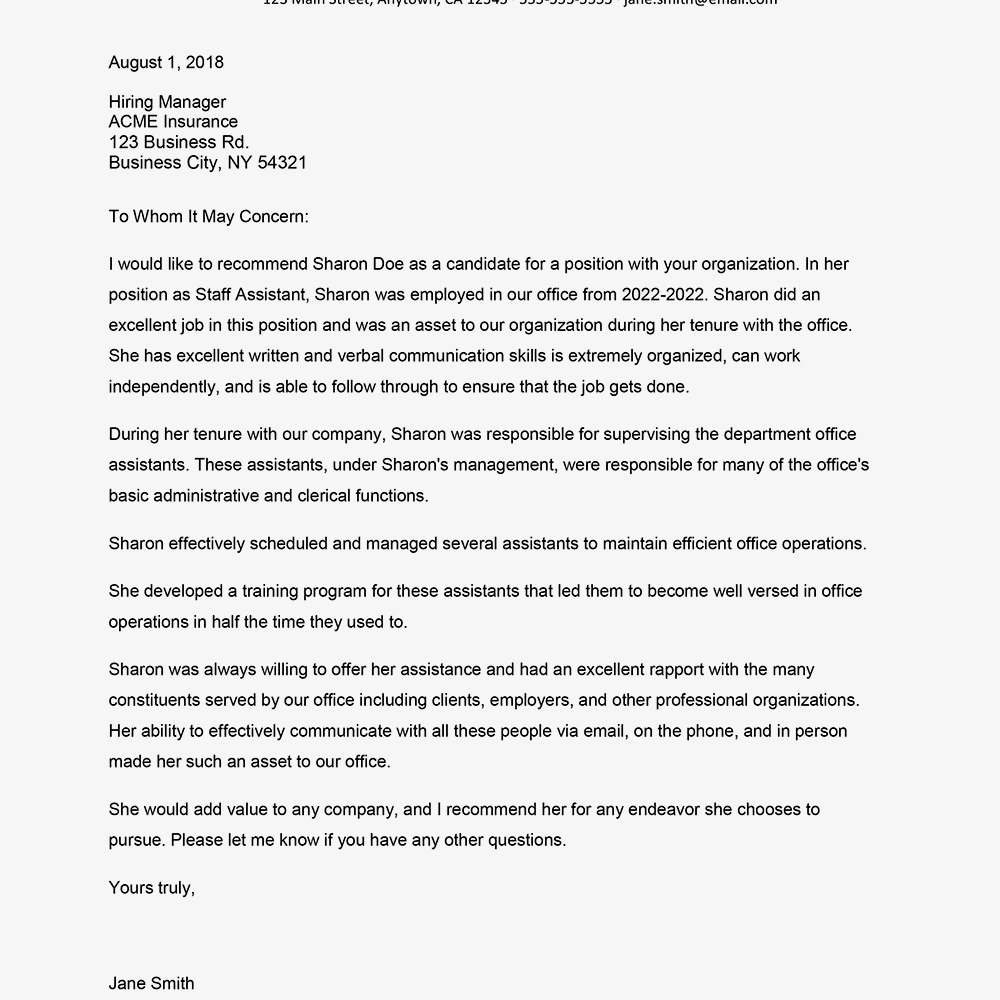 Reference Letter For Employment Example And Tips intended for proportions 1000 X 1000