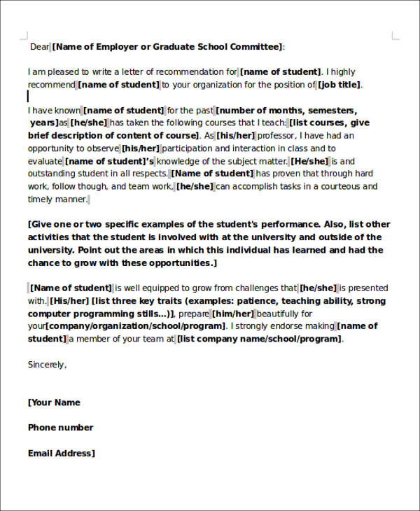 Letter Of Recommendation Example For Teaching Position • Invitation ...