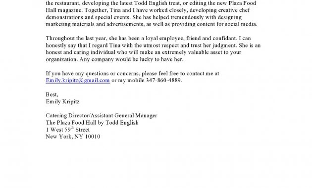 Reference Letter From Emily Former Catering Director At Todd throughout proportions 1275 X 1650