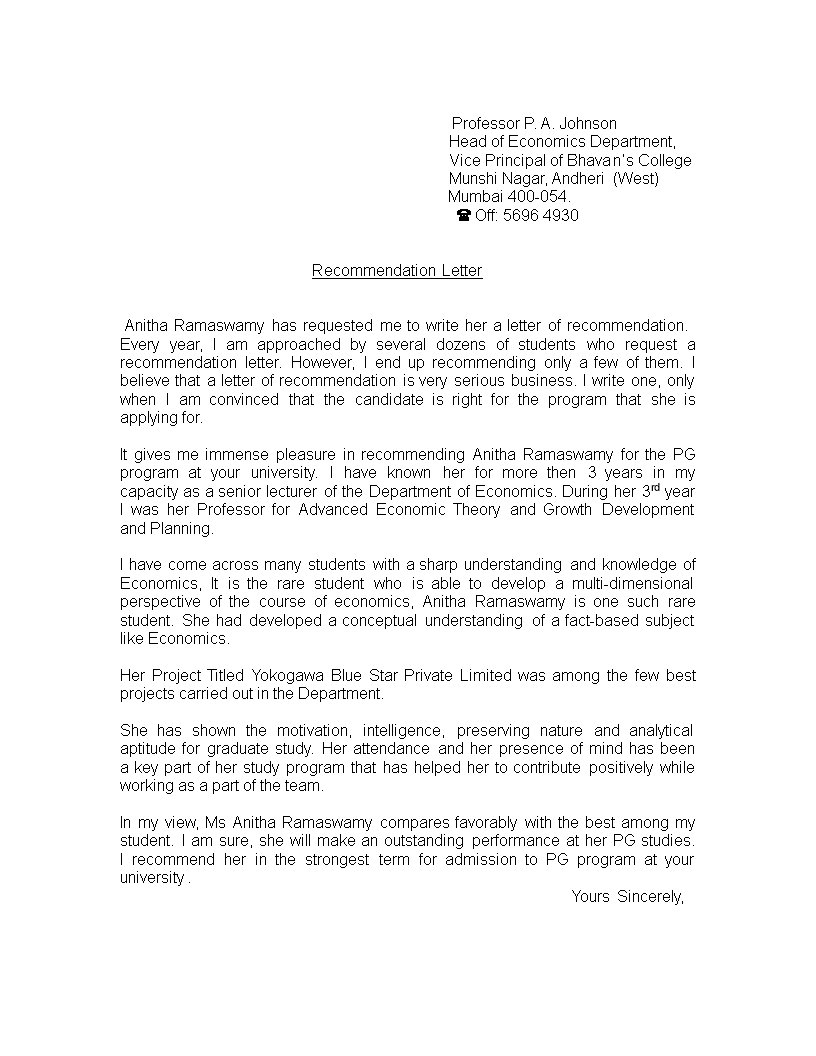 Reference Letter From Professor Templates At pertaining to measurements 816 X 1056