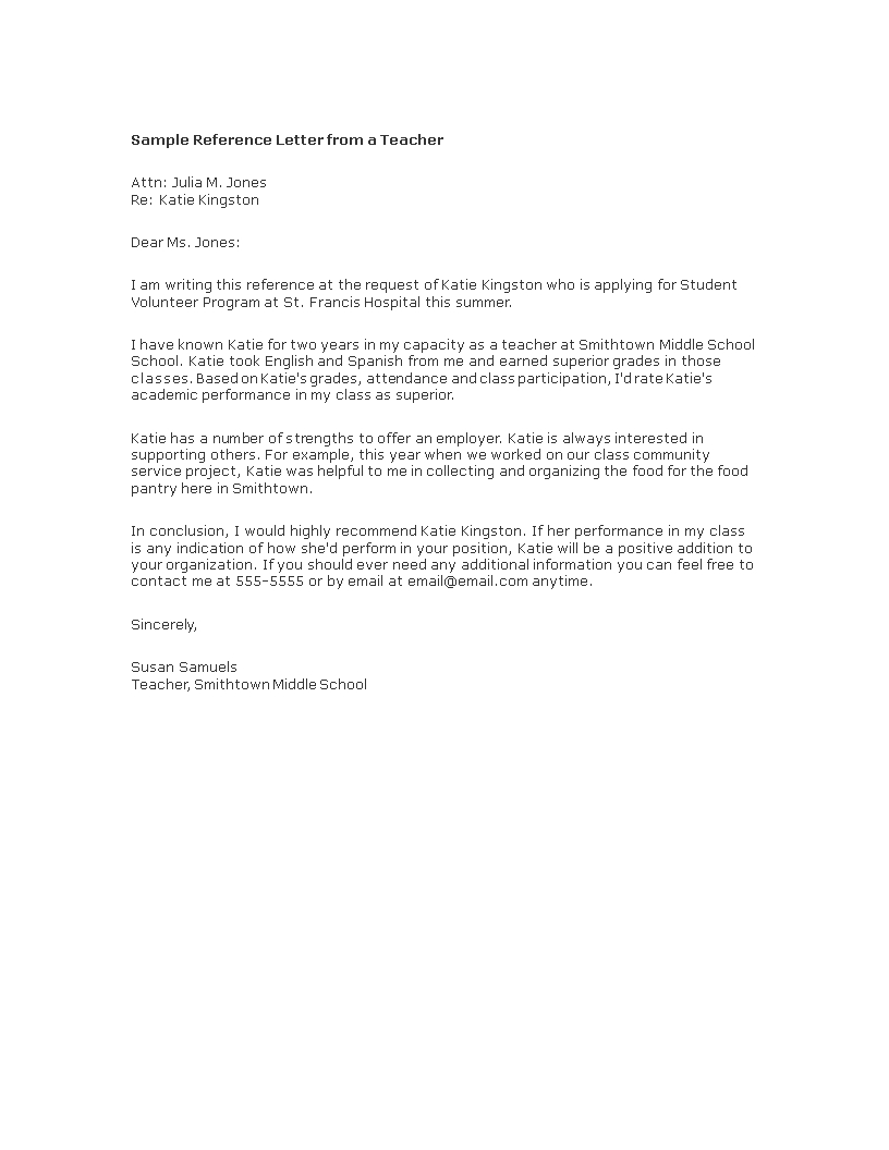 Reference Letter From Teacher Templates At with regard to size 816 X 1056