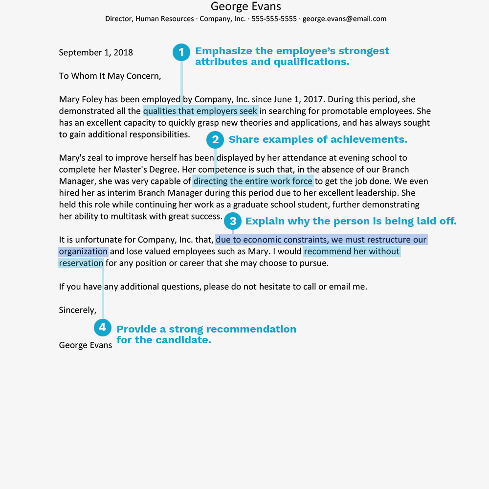 Reference Letter Sample Explaining A Layoff inside measurements 1000 X 1000