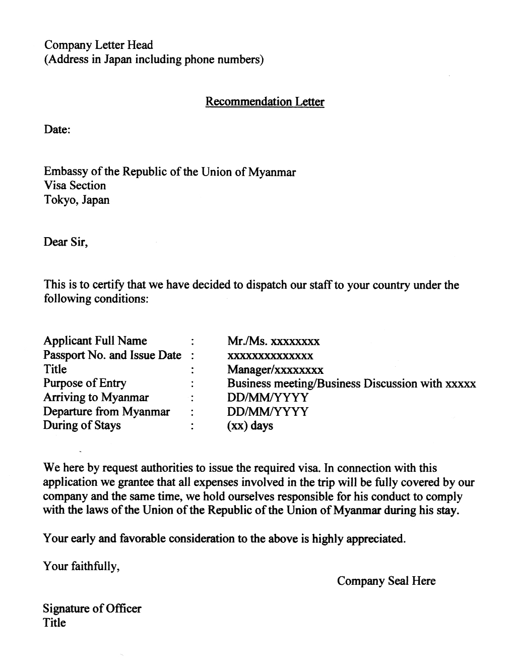 Letter Of Recommendation For Work Permit • Invitation Template Ideas