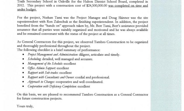 Reference Letters Tambro Construction Ltd regarding measurements 791 X 1024